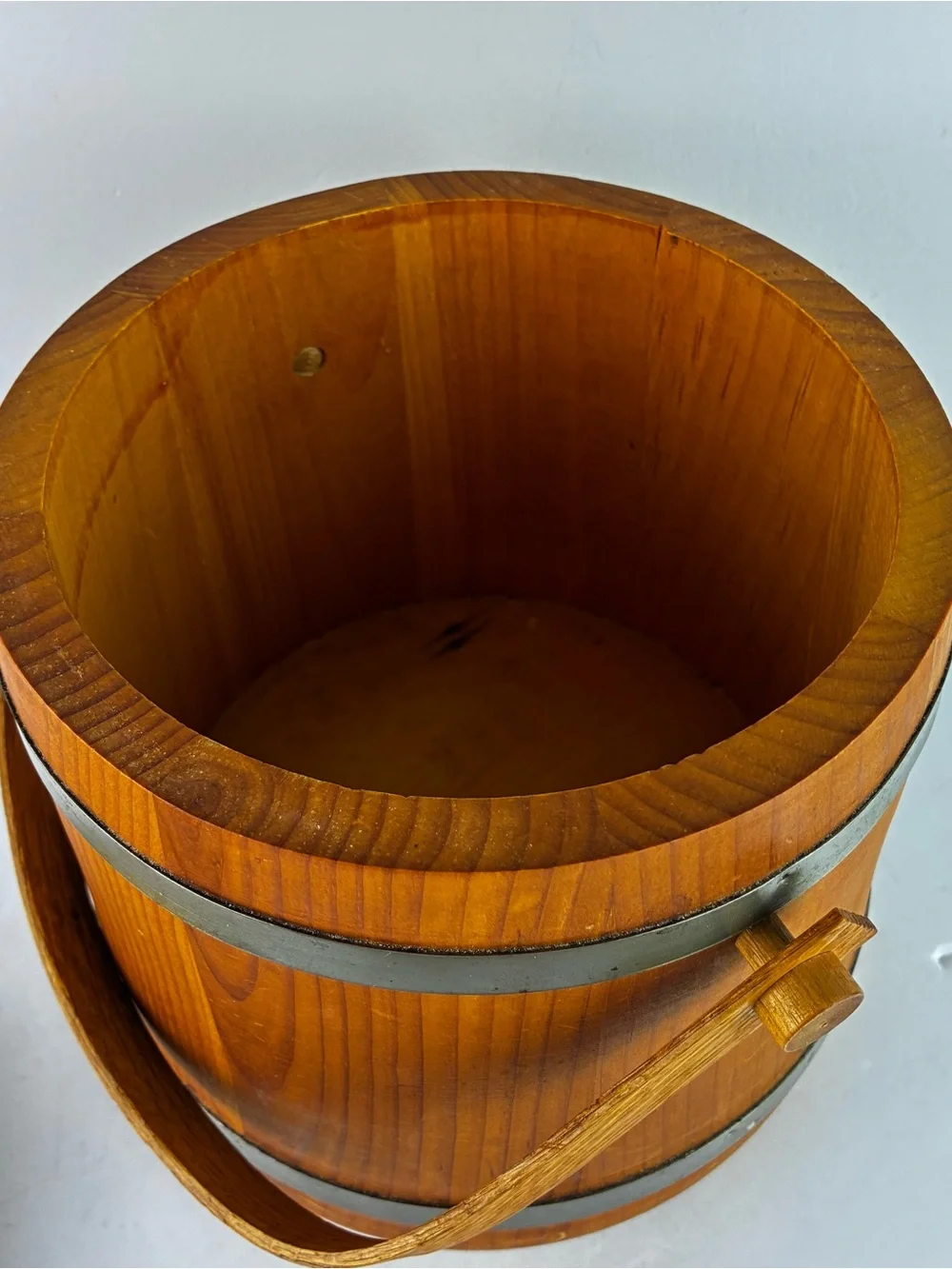 Basketville Putney Vermont Vintage 1960’s Wooden Sugar Ice Bucket Firkin